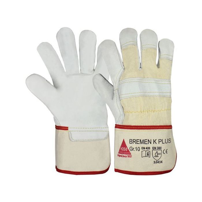 Hase Lederhandschuhe Bremen-K Plus, Größe 10, 12 Paar