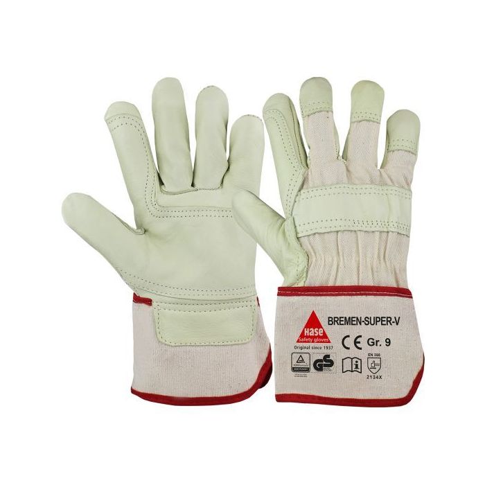 Hase Lederhandschuhe Bremen-Super-V, 12 Paar