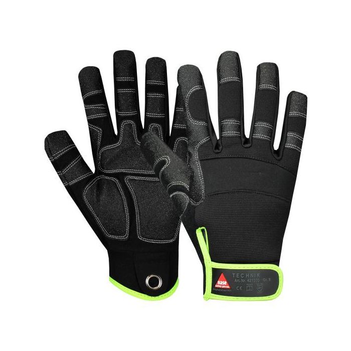 Hase Montagehandschuhe Technik, aus HiTech Synthetikleder, mit Klettverschluss, 10 Paar