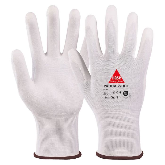 Hase Montagehandschuhe Padua White, Größe 6-11, für mechanische Arbeiten, 10 Paar