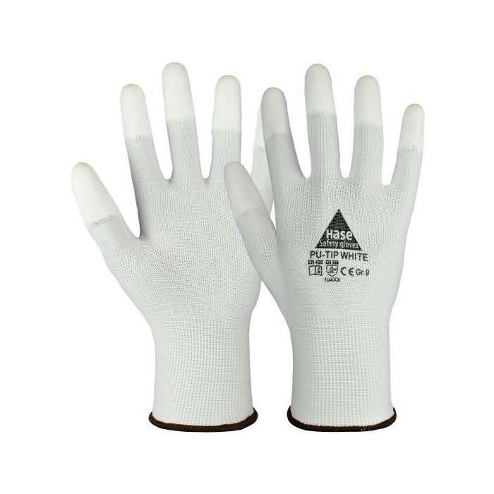 Hase Montagehandschuhe PU-Tip White, 10 Paar