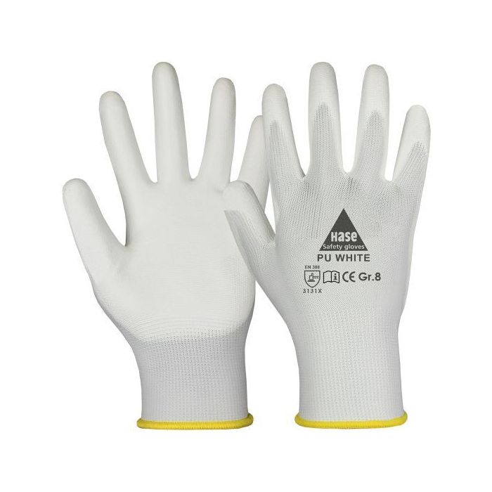 Hase Montagehandschuhe PU White, 10 Paar