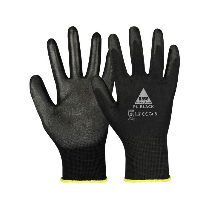 Hase Montagehandschuhe PU Black, 10 Paar