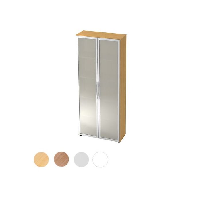 Hammerbacher Büroschrank Comfortline, Glastüren, 5 Ordnerhöhen, 80 x 34,9 x 188 cm