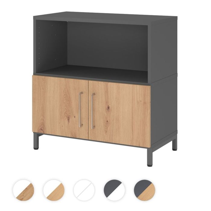 Hammerbacher Kombischrank Easyline, Stahlsockel, Türen, 2 OH, 80x41,7x82,8cm