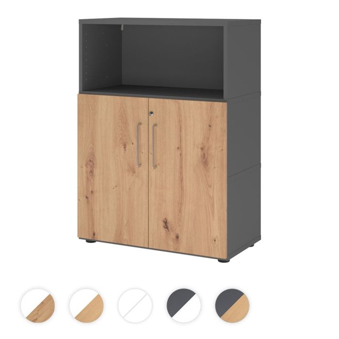 Hammerbacher Kombischrank Easyline, Stellfüße, Türen, 3 OH, 80x41,7x109,8cm