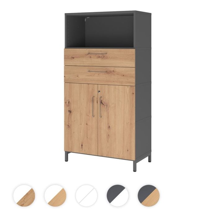 Hammerbacher Kombischrank Easyline, Stahlsockel, Schübe, 4 OH, 80x41,7x153,2cm