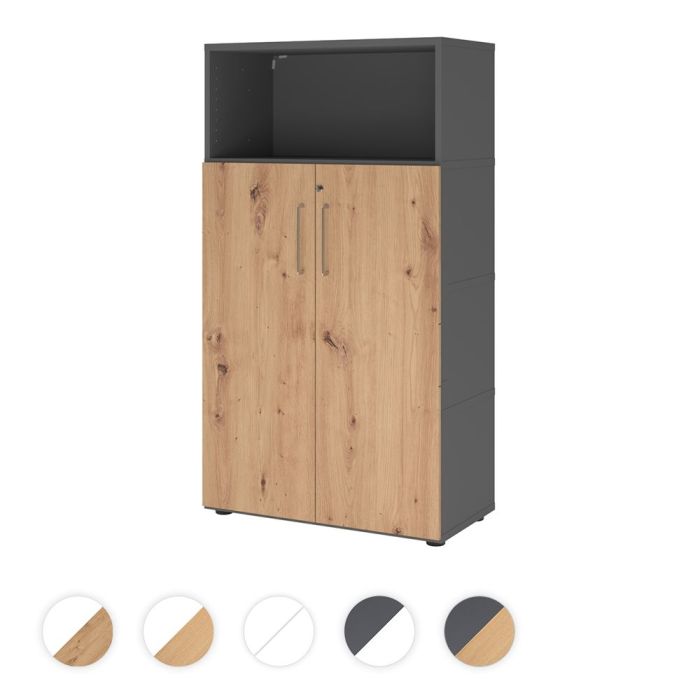 Hammerbacher Kombischrank Easyline, Stellfüße, Türen, 4 OH, 80x41,7x145cm