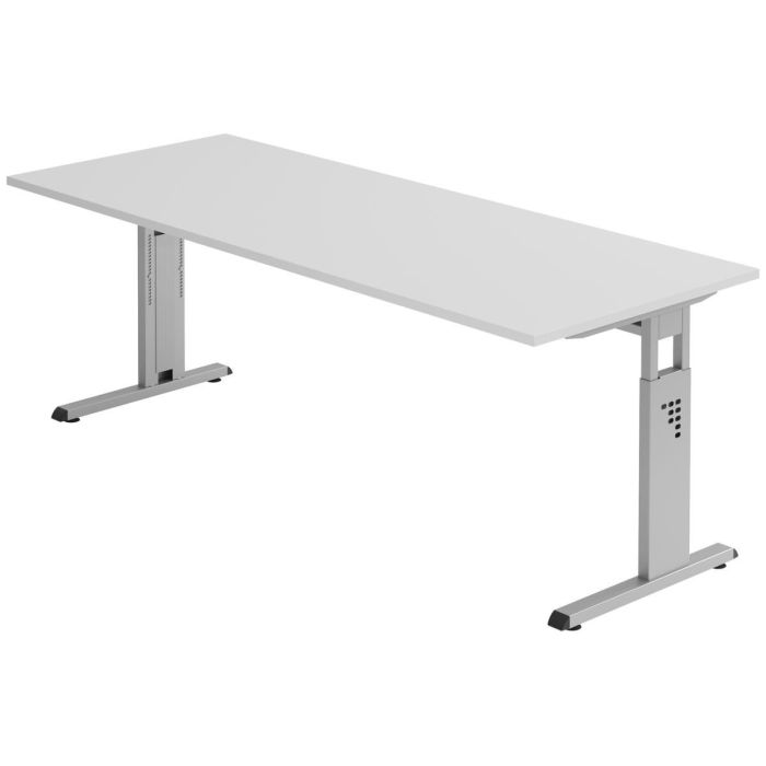 Hammerbacher Schreibtisch Mandy, 200 x 80 cm, höhenverstellbar von 65 bis 85 cm, grau