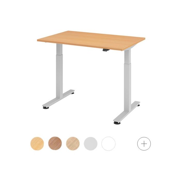 Hammerbacher Sitz-Steh-Tisch Katrin, 120 x 80 cm, Tast-Schalter, verstellbar bis 120 cm