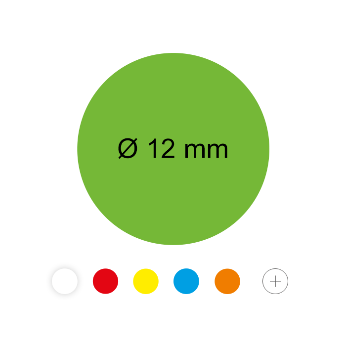 Farbige Etiketten aus Papier, Klebepunkte, auf Bogen, 12 mm, in verschiedenen Farben