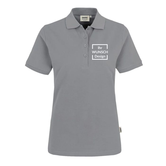 HAKRO Damen Poloshirt Classic, NO. 110, titan, mit schmaler Vier-Loch-Knopfleiste, 200 g/m²