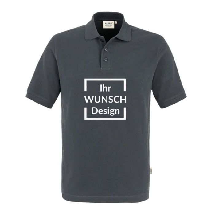 HAKRO Herren Poloshirt Classic, NO. 810, anthrazit, schmale Drei-Loch-Knopfleiste, 200 g/m²