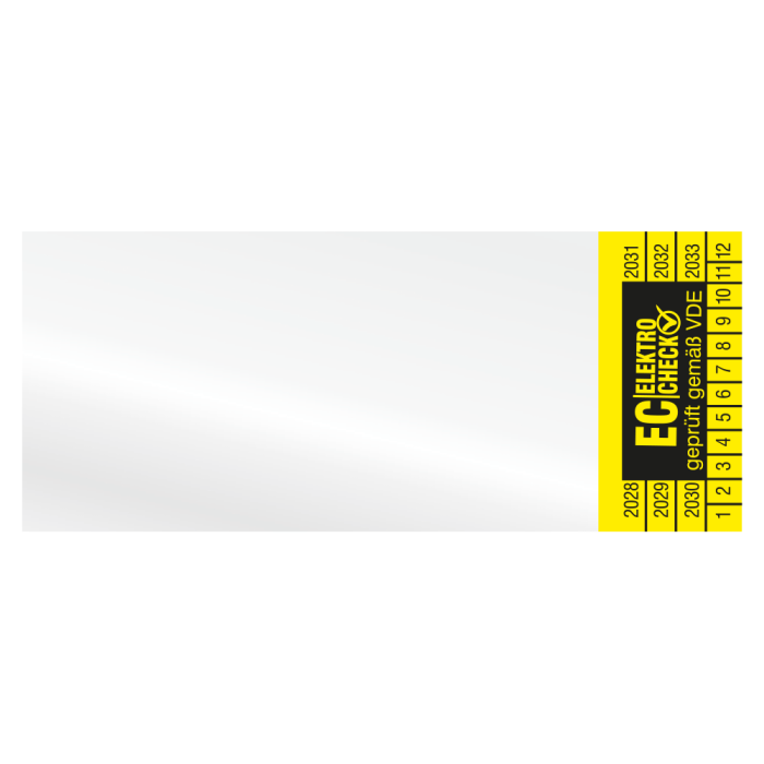 Kabelprüfplakette, EC Elektro Check geprüft gemäß VDE, Jahr 2028, Vinylfolie, 60 x 25 mm, Heft