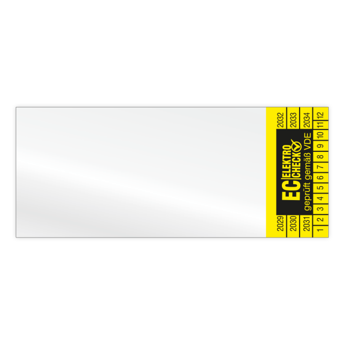 Kabelprüfplakette, EC Elektro Check geprüft gemäß VDE, Jahr 2029- 2034, Vinylfolie, 60 x 25 mm, Heft