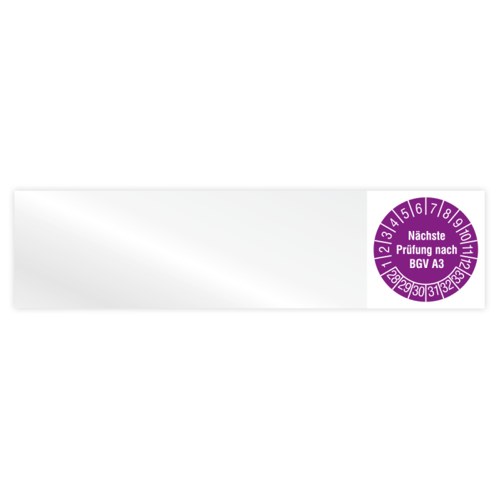 Kabelprüfplakette, Nächste Prüfung nach BGV A3, Jahr 2028 - 2033, Vinylfolie, vers. Ausführungen