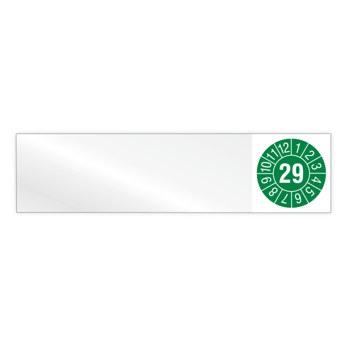 Kabelprüfplakette, Monate / Jahr, 2029, Vinylfolie, verschiedene Ausführungen, Heft