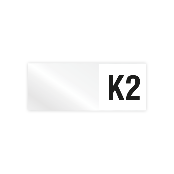 Kabelprüfplakette, K2, Vinylfolie, 50 x 20 mm, Heft