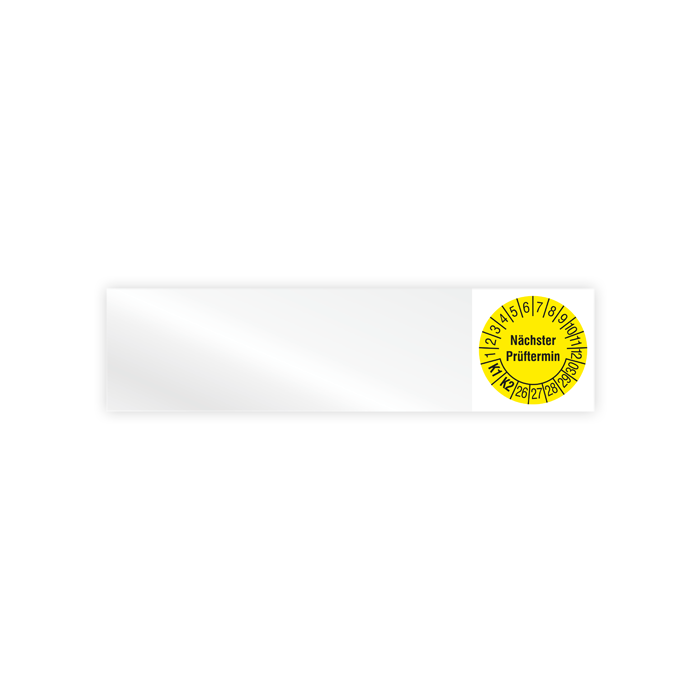 Prüfplakette, Nächster Prüftermin K1/K2, Jahr 2026, Vinylfolie, verschiedene Ausführungen, Heft