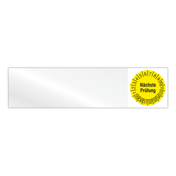 Kabelprüfplakette, Nächste Prüfung, Jahr 2029 -  2034, Vinylfolie, verschiedene Ausführungen, Heft