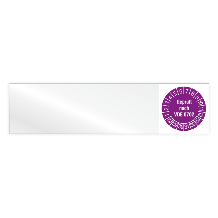 Kabelprüfplakette, Geprüft nach VDE 0702, Jahr 2028, Vinylfolie, versch. Ausführungen, Heft