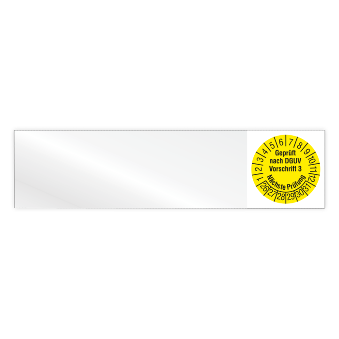 Kabelprüfplakette, Geprüft nach DGUV Vorschrift 3, Nä. Prüfung, 2026, Vinylfolie, vers. Ausführungen