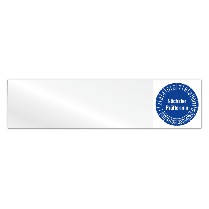 Kabelprüfplakette, Nächster Prüftermin, 2030 - 2035, Vinylfolie, vers. Ausführungen