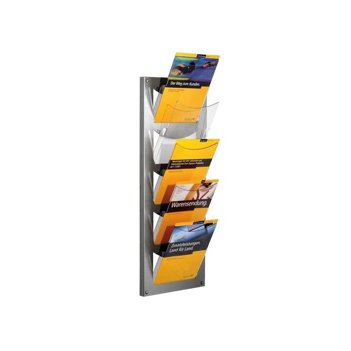 Wandmagazin NovaX zur Wandmontage, 5 transparente DIN A4 Fächer