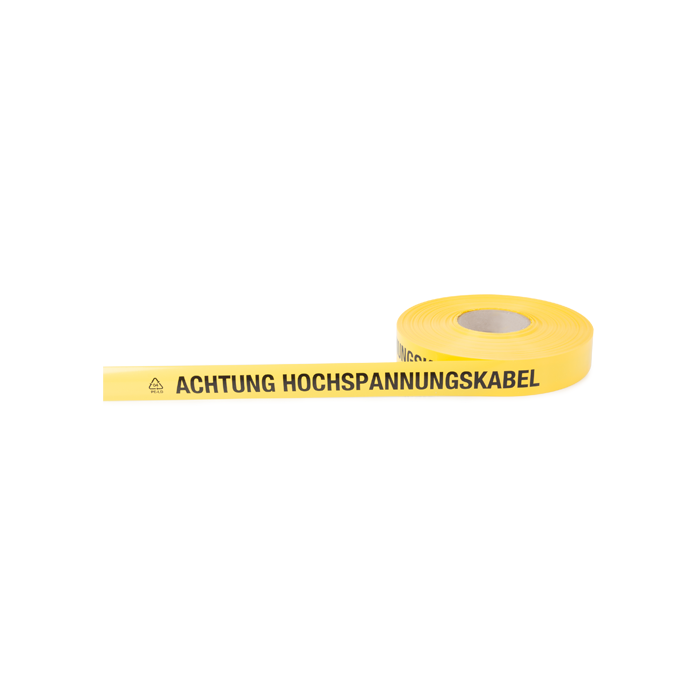 Trassenwarnband, FTZ-Norm 548464 TV1, Achtung  Hochspannungskabel, gelb, 40 mm, 250 m