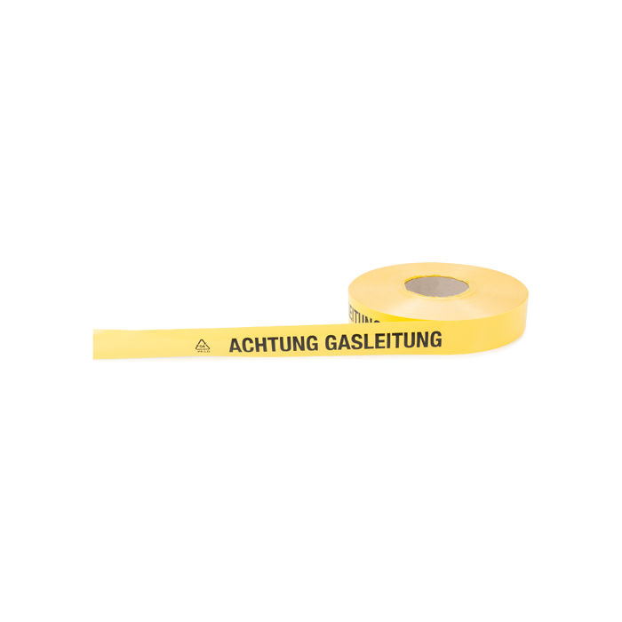Trassenwarnband, FTZ-Norm 548464 TV1, Achtung  Gasleitung, gelb, 40 mm, 250 m/Rolle