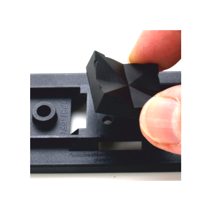 Adapter/Sockel zur Fixierung von Schilderträgern,  aus Polyamid, schwarz, 22 x 22 mm