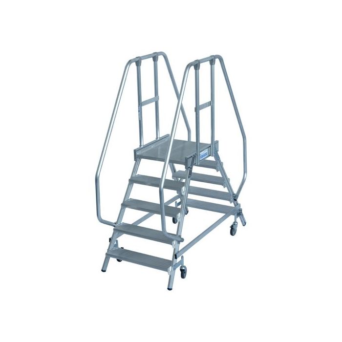 KRAUSE Podestleiter, 2x3 bis 2x8 Stufen, beidseitig begehbar, fahrbar