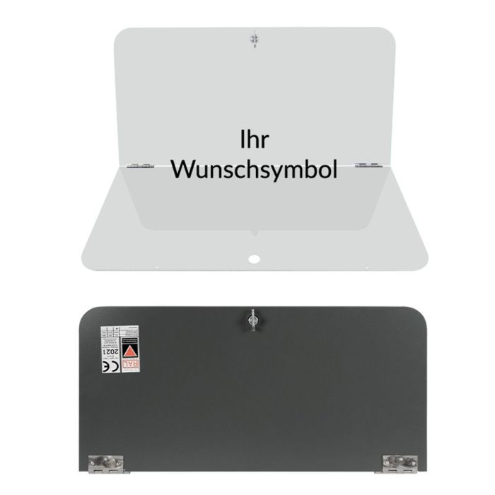Klappschild individuell, einfach, Teilung horizontal, Quadrat, verschiedene Ausführungen