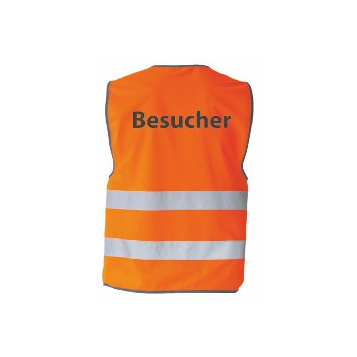 Warnweste  mit schwarzem Saum, orange, Größe XL, Aufdruck: Besucher