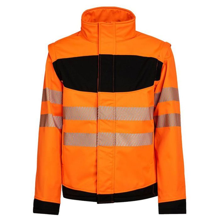 Warnschutz Softshell Jacke EOS, mit schwarzer Brustpartie, Signal-Orange/Schwarz