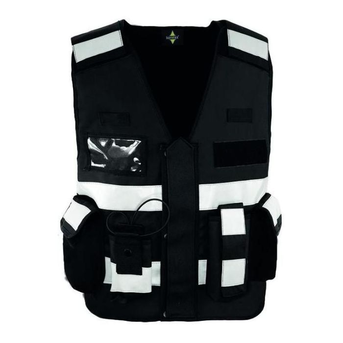 Signalweste Einsatzweste, schwarz, Multifunktional mit Taschen, Größenverstellbar, 100% Polyester