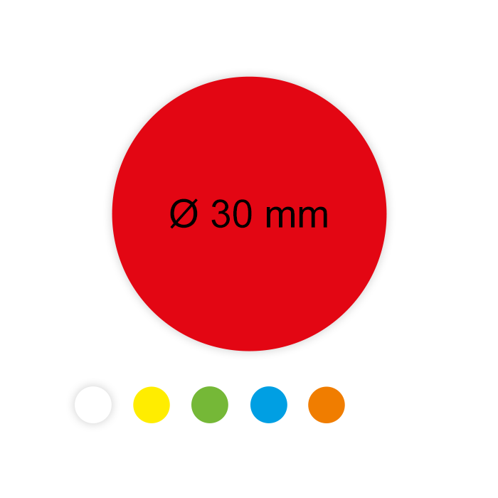 Farbige Etiketten aus Papier, Klebepunkte, auf Rolle, 30 mm, verschiedene Farben
