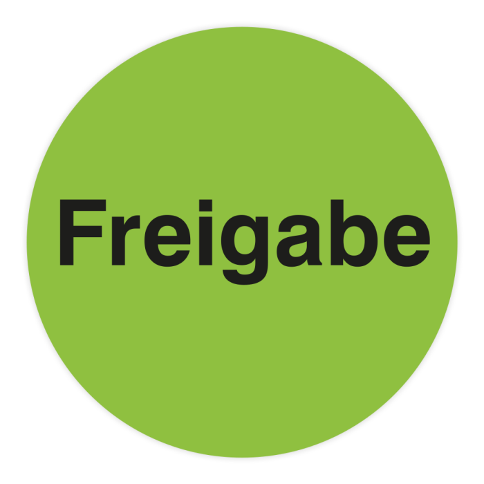 Qualitätsetiketten, Freigabe auf Rolle, 1-bahnig, Ø 30 mm