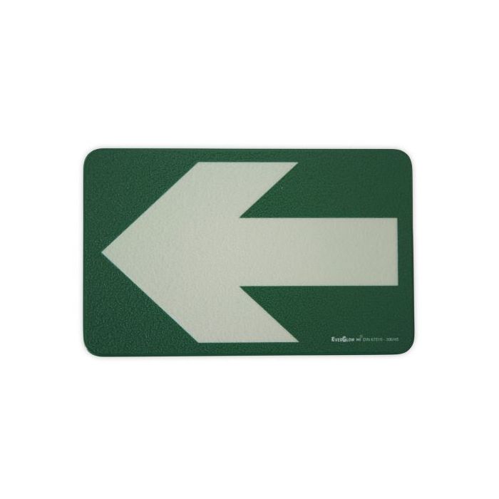 Fluchtwegmarkierung, Bodenmarkierung mit Pfeil, Alu, 110 x 175 mm, 300 mcd/qm, EverGlow