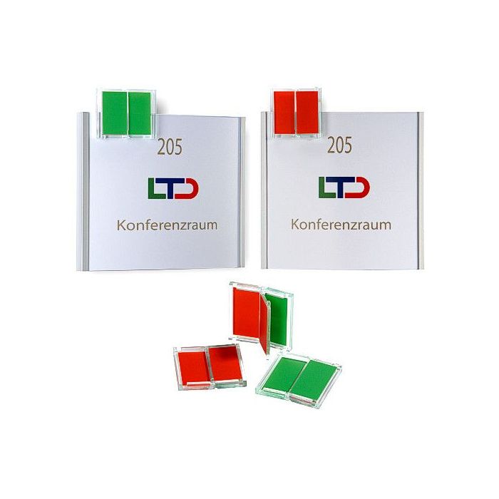 Universalanzeige FREI/BELEGT zum Nachrüsten aus Kunststoff, transparent,  46 mm x 46 mm