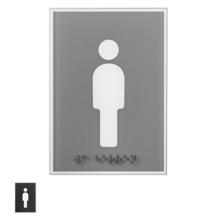 WC-Türschild HERREN mit Braille Beschriftung Echtglas, 105 x 148 mm versch. Farben