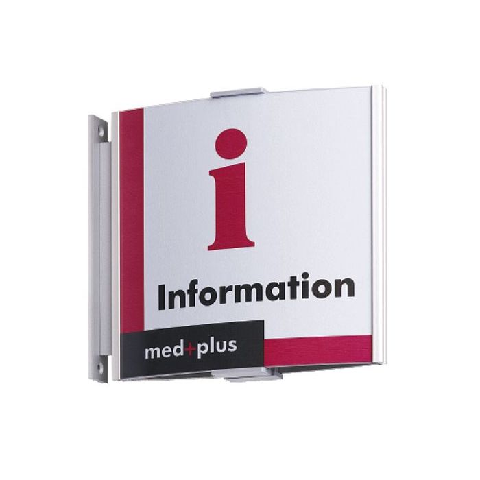 Fahnenschild FRANKFURT mit Halter und Abdeckung aus Aluminium, silber eloxiert, 148 x 155 mm