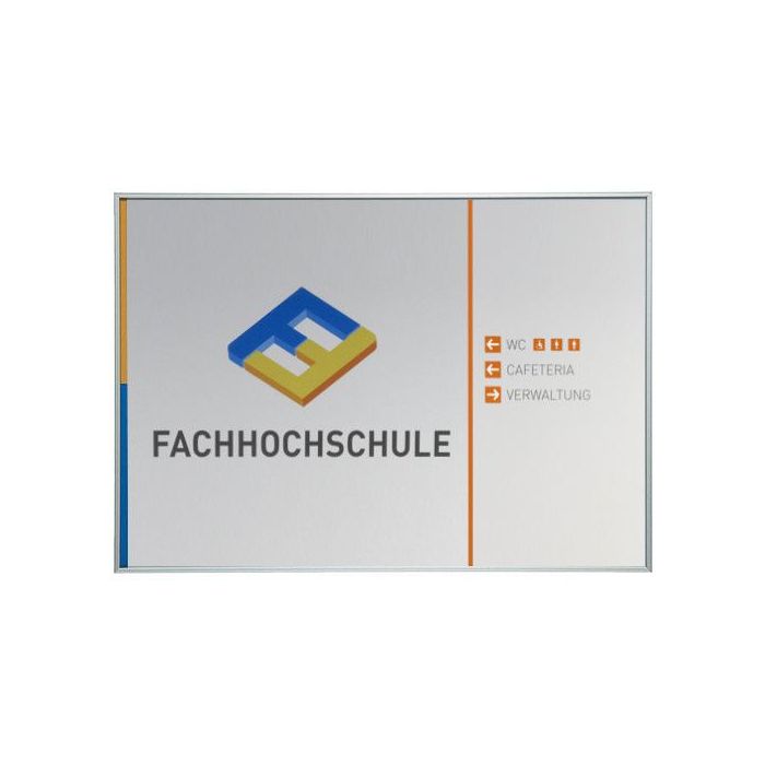 Wegweiser MADRID, Querformat + Abdeckung, Rahmen aus Aluminium, silber eloxiert,