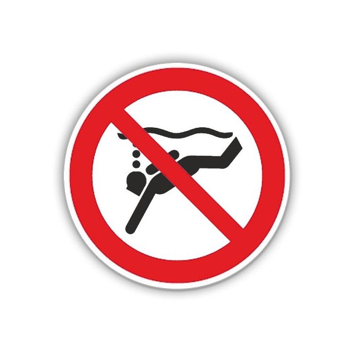 Verbotsschild, Geräte-Tauchen verboten, ISO 7010, DIN 4844-2, Aluminium, d = 400 mm