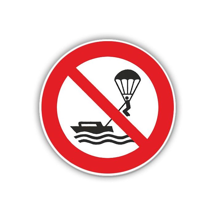 Verbotsschild, Parasailing verboten, ISO 7010, DIN 4844-2, Aluminium, d = 400 mm