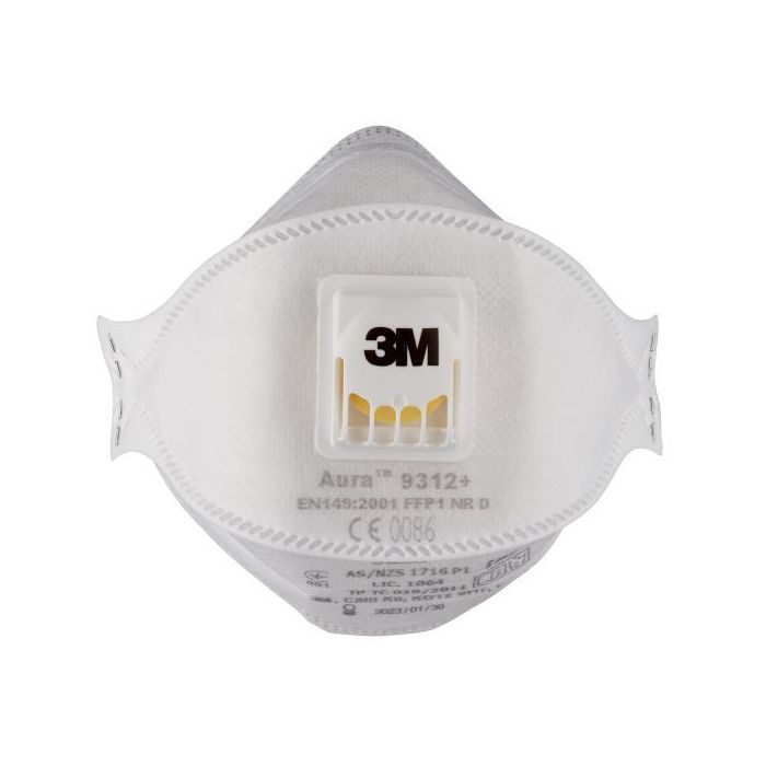 3M Partikelmaske FFP1 NR D, Faltmaske Serie Aura 9312+, mit Ausatemventil, 10 Stück/VE