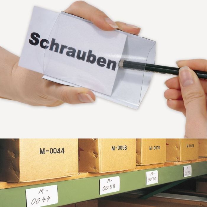 Magnetische Etikettenhalter, seitlich offen, weiß, in diversen Formaten