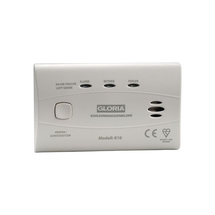 Gloria Kohlenmonoxidmelder CO-Melder K10D Zertifiziert nach EN50291:2010