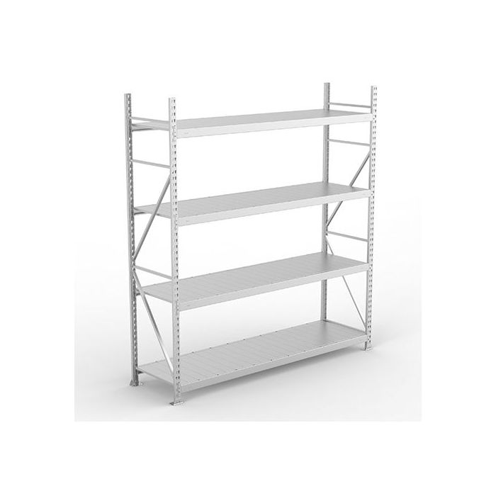 META MINI-RACK Weitspannregal Grundregal 4 Böden, Höhe 2500 mm, Stahlpaneele, verzinkt