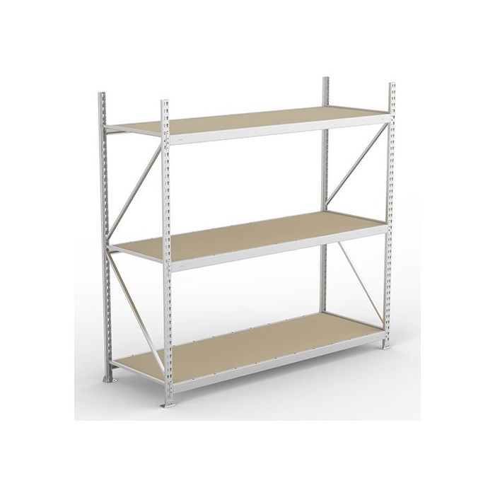 META MINI-RACK Weitspannregal Grundregal 3 Böden, Höhe 2200 mm, Spanplatte, verzinkt